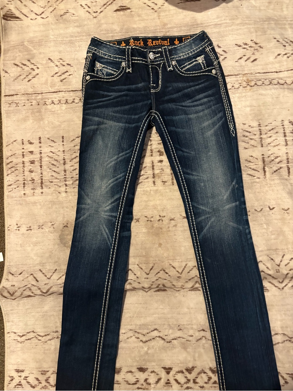 Rock Revival Women's Indigo Skinny Jeans with Contrast Stitching